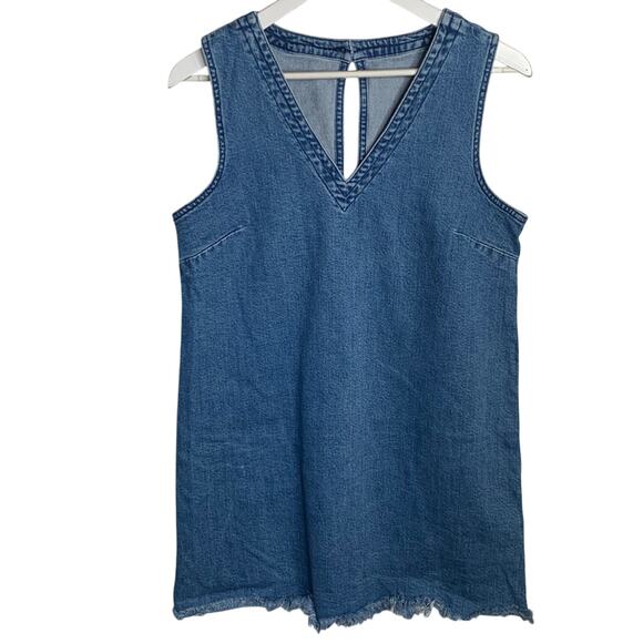 Asos Sleeveless V-neck Jumper Tunic Raw Hem Dress W-936 Sz 10 - Picture 1 of 7